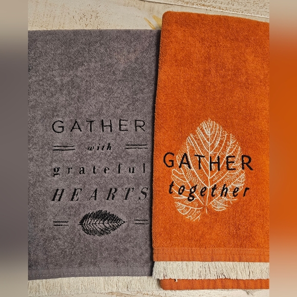 Gather Together Decorative Towels - Orange and Gray - Picture 13 of 13